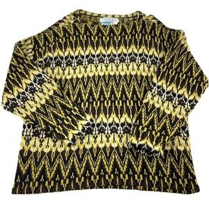 Vintage Grandpa Sweater Men XL Yellow Wool Max Brustle Meergans Germany 70s 80s